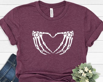 Halloween Skeleton Shirt, Skeleton Heart Shirt, Couple Shirt, Halloween Couple, Halloween Gifts, Skeleton Love Shirts, Heart Shirt