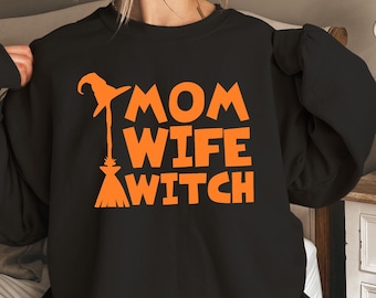 Wife Mom Witch Halloween Shirt: Mom Gift