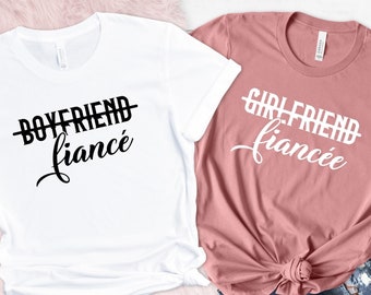 Fiancé & Fiancée Shirts: Engagement Gift, Matching Couple Tees