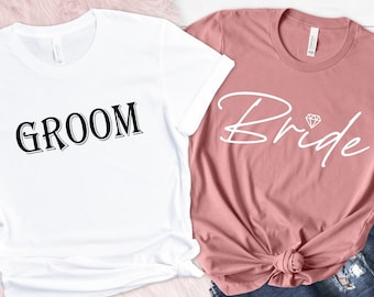 Bride and Groom Shirts, Bride and Groom Tees, Bride Groom Set, Cute Set of Shirts for Bride and Groom, Bride Groom Est. 2022 Shirts