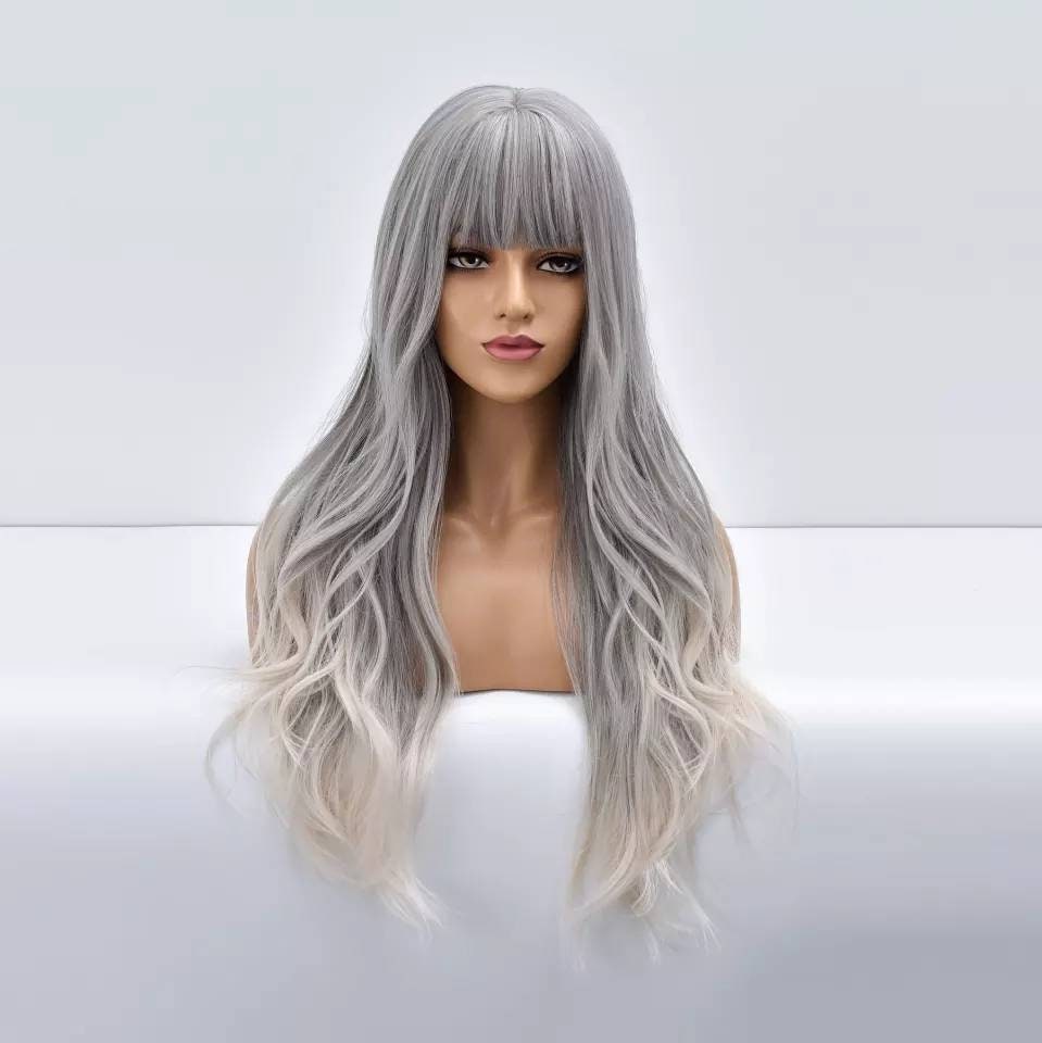 Grey Ombre Long Wig With Fringe Party Dress up Costume Cosplay - Etsy ...