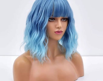 blue wig etsy