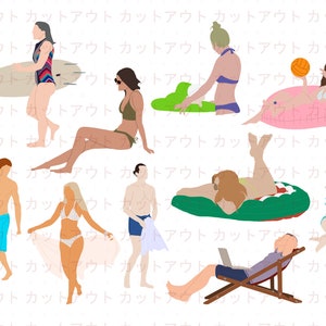 Flat Vector Illustration People Human Cutouts for Visualisation [Beachside Collection #1]