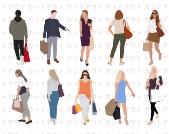 Flat Vector Illustration People Human Cutouts for Visualisation [Shopping Collection #1]