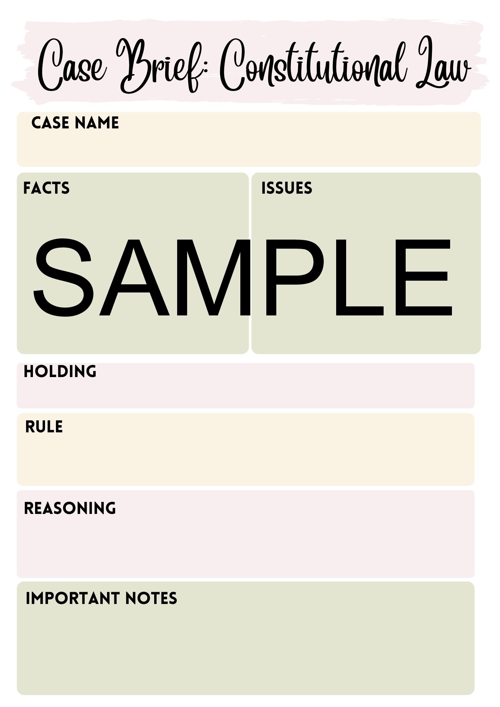 Law School Case Brief Bundle Template PDF Printable, Law Student Template, Legal Case Brief Law