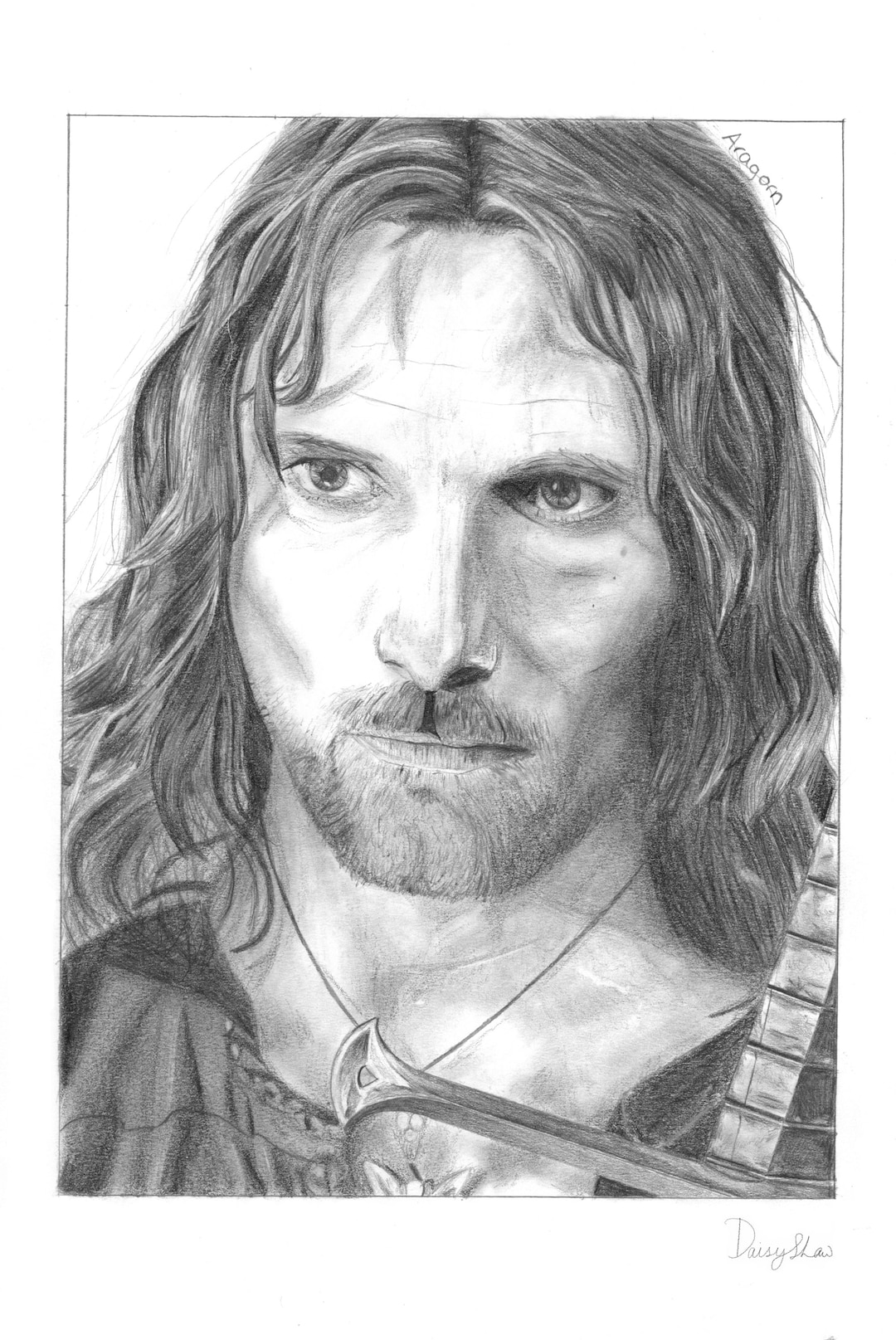 LOTR Print of Aragorn Pencil Drawing Etsy