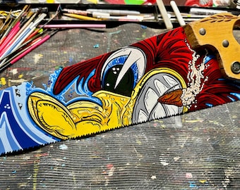 Vintage repurposed wood saw