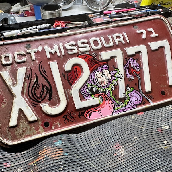 Repurposed vintage license plate