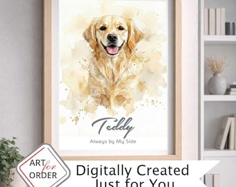 Retrato en acuarela personalizado de labrador retriever por foto, arte única de mascota (descarga digital)