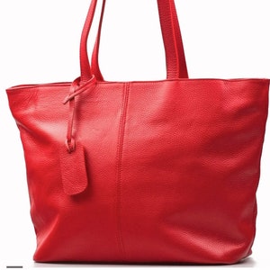Top zip rot echt Leder Umhängetasche, Lederhandtasche, Shopper, edel elegante Einkaufstasche