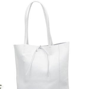 Weisse Tragetasche, Echtleder Henkeltasche weiss, Leder Shopper in weiss, Weiche natürliche ECHT Leder Umhängetasche, Grosse weisse Umhängetasche
