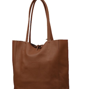 Brown bag, leather tote bag in brown, Leather shopper in brown, Soft natural GENUINE leather shoulder bag, Large brown laptop bag