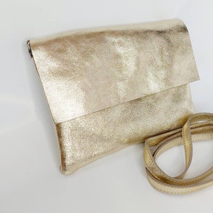 Zip GOLD Echtleder Tasche, Cross body Schultertasche, Echtleder Messenger Bag, Tablet Buch Tasche mit Reißverschluss