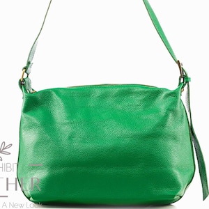 Top grüne Farbe Echtleder Umhängetasche, Messenger Bag, Tablet Tasche, Maxi Tasche, zwei Innenfächer