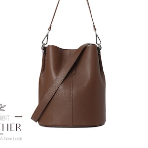 Dunkelbraune echte Ledertasche, Lederhandtasche, Schultertasche, braune Tasche, Elegante Echtledertasche