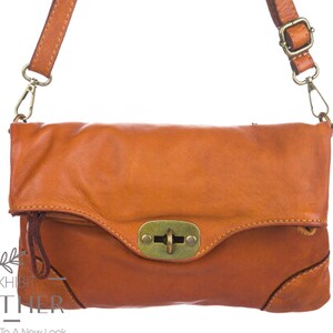 Echtleder Cross Body Messenger Bag mit langem Riemen, gewaschenes Leder braune Handtasche, Satteltasche, Leder im Vintage-Stil