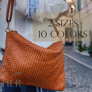Echtleder Cross Body Bag mit langem Riemen, gewebte Lederhandtasche mit Schultergurt, Geldbörse, Satteltasche, geflochtenes Kalbsleder
