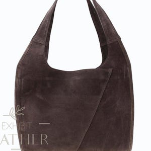 Suede genuine leather slouchy bag hobo shoulder bag, suede leather hobo bag, shopper bag, luxury purse in 5 colors