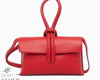 Red Leather Handbag: Elegant Party Purse