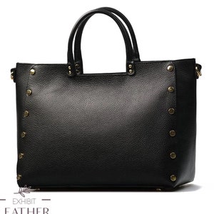 Genuine leather maxi size black color handbag,  XXL shopper, elegant, oversized cowhide leather purse