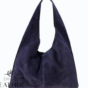 Borsa hobo in pelle scamosciata: borsa morbida color talpa
