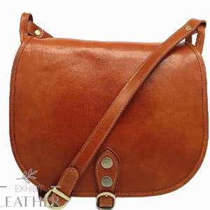 sac à bandoulière en cuir vintage, sac à main marron cognac, sac à main vintage, sacoche de selle, cadeau pour elle, sac à bandoulière en cuir de vachette, cartable