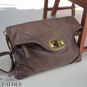 Echtleder Cross Body Messenger Bag mit langem Riemen, gewaschene Leder schwarze Handtasche, Satteltasche, Leder im Vintage Stil, Vollrindleder