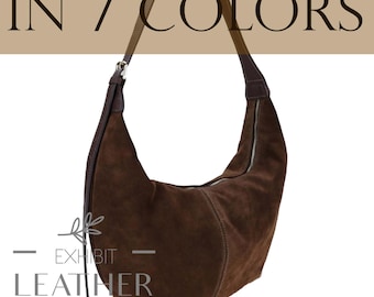 Sac hobo banane en cuir suédé : sac à bandoulière souple
