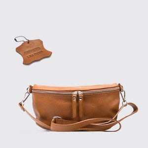 Minimalist Bauchtasche, Leder Schultertasche Crossbody Bag Gürteltasche Silber Details, Fanny Ledertasche, Leder Crossbody tasche, Beige Gürteltasche
