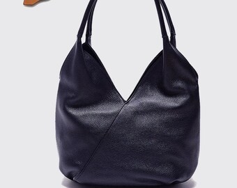 navy blue leather tote handbolsas