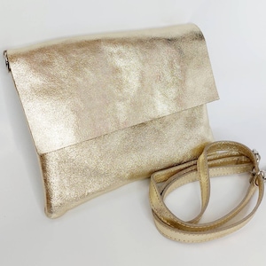 Zip GOLD real leather bag, Cross body shoulder bag, genuine leather messenger bag, tablet book bag with zipper