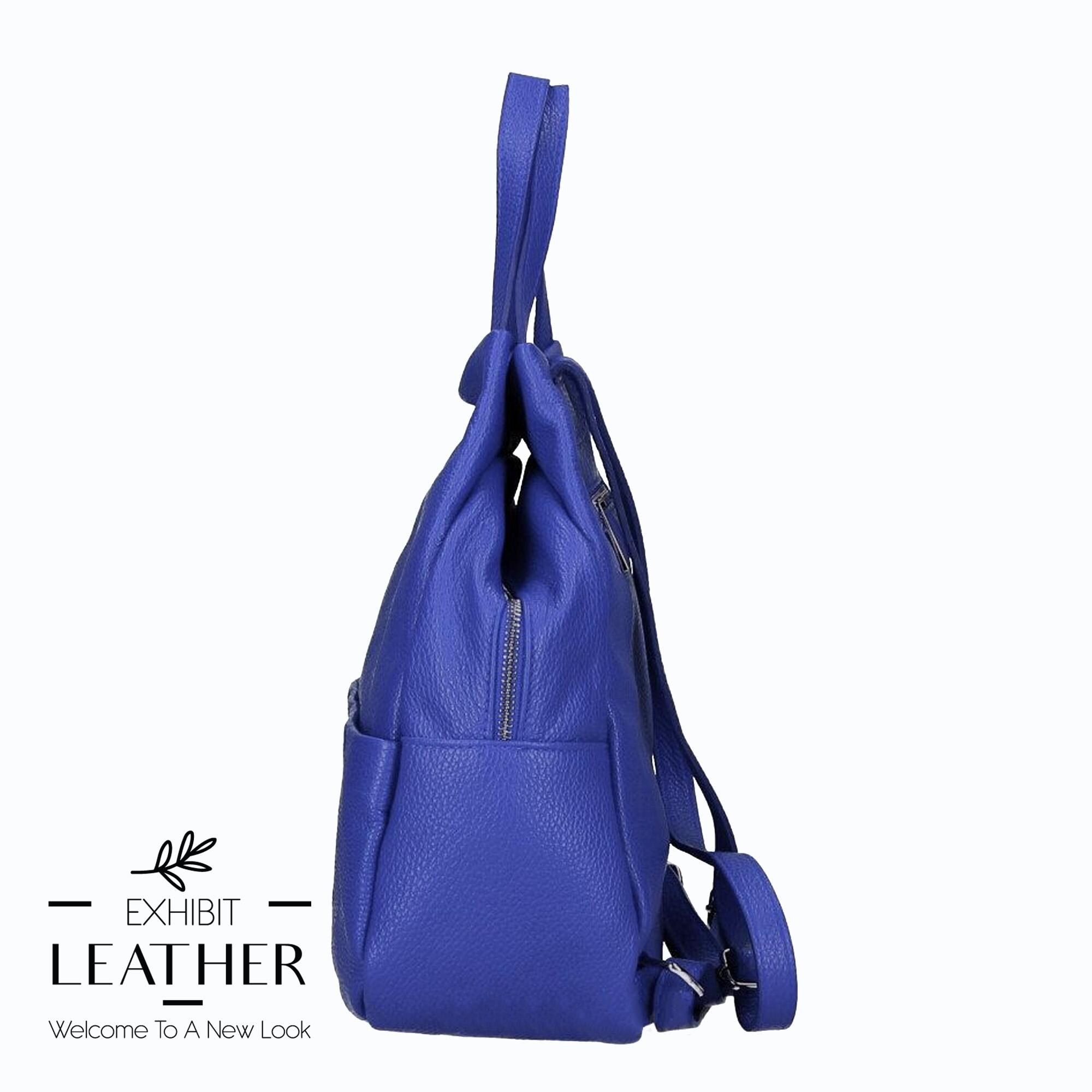G.I.L.I. Royal Blue Pebbled Leather Convertible Backpack Shoulder Bag Stirrup G.I.L.I Backpacks for Women for sale | eBay main image 3