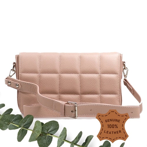 Powder pink quilted shops handbag, Leather Handbag, Classic Handbag, Pink Bag Bridesmaids bag, Cross Body Bag, Pale Pink Wedding Crossbody bag
