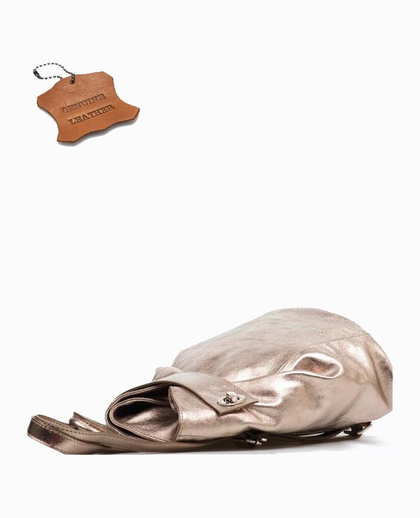 Metallic Bronze Leather Backpack: Top Zip City Bag - Etsy  display picture 3