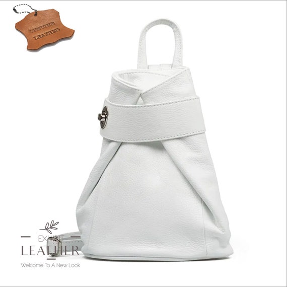White Colour Leather Backpack Genuine Leather Top Zip Bag Backpack for Girls Women s Backpack City Bag Stylish Backpack 2 in 1 Bag Etsy