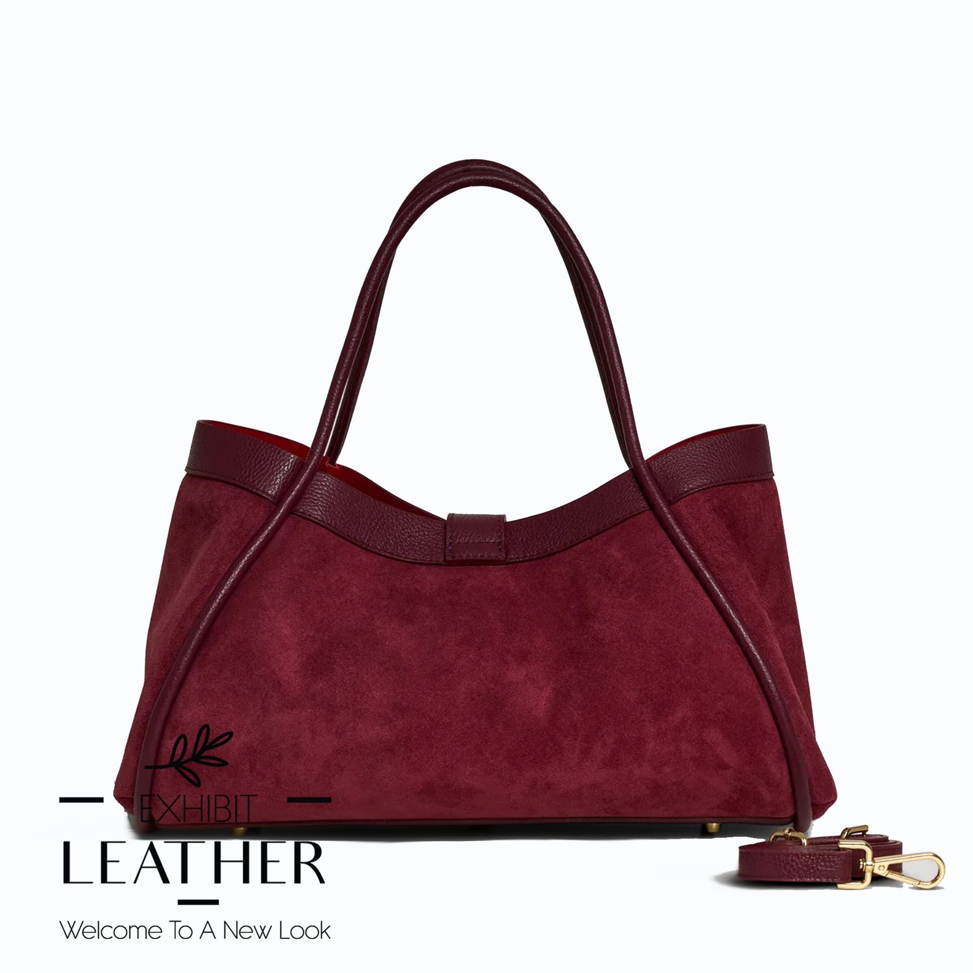 NEW Neely & Chloe Suede Leather gold Hardware Backpack burgundy red bag Neely & Chloe The Mini Lady Leather Top Handle Bag with  main image 3