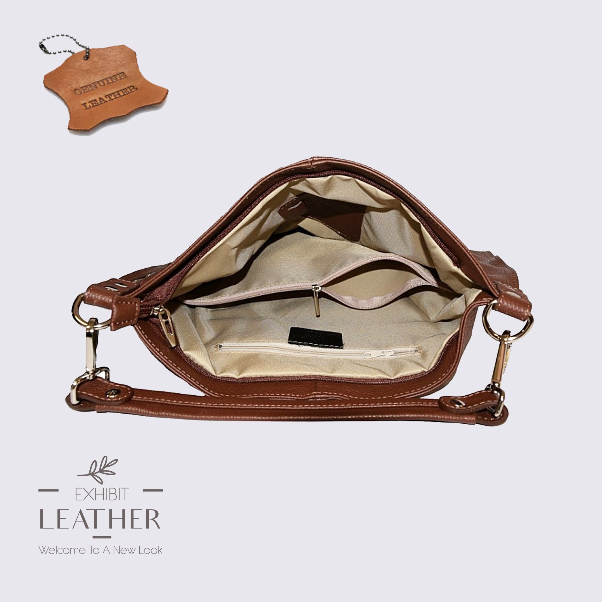Wine Red Genuine Leather Top Zip Shoulder Bag, Leather
