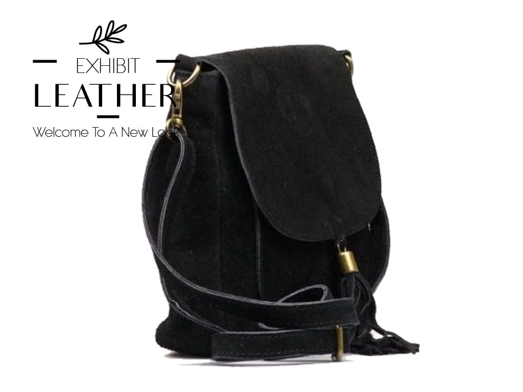 Black suede real leather small crossbody bag Genuine leather Cross body shoulder bag messenger bag top zip black bag Etsy