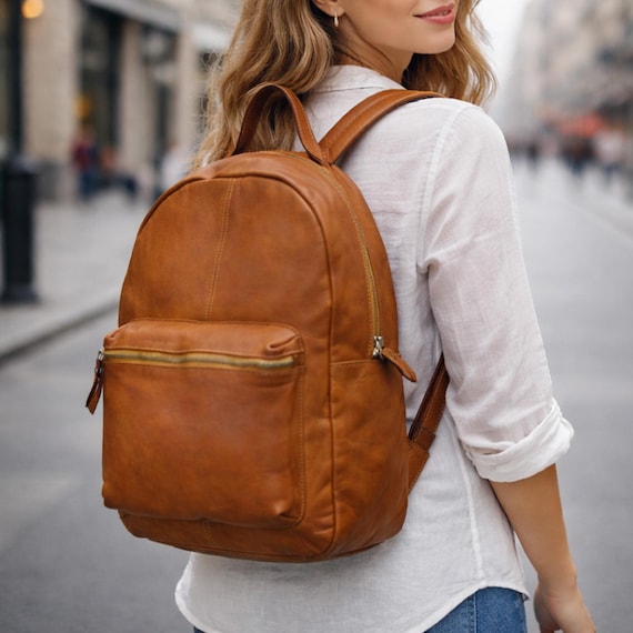 Genuine Italian Leather Tan Backpack Davide Leather Backpack | Men main image 3