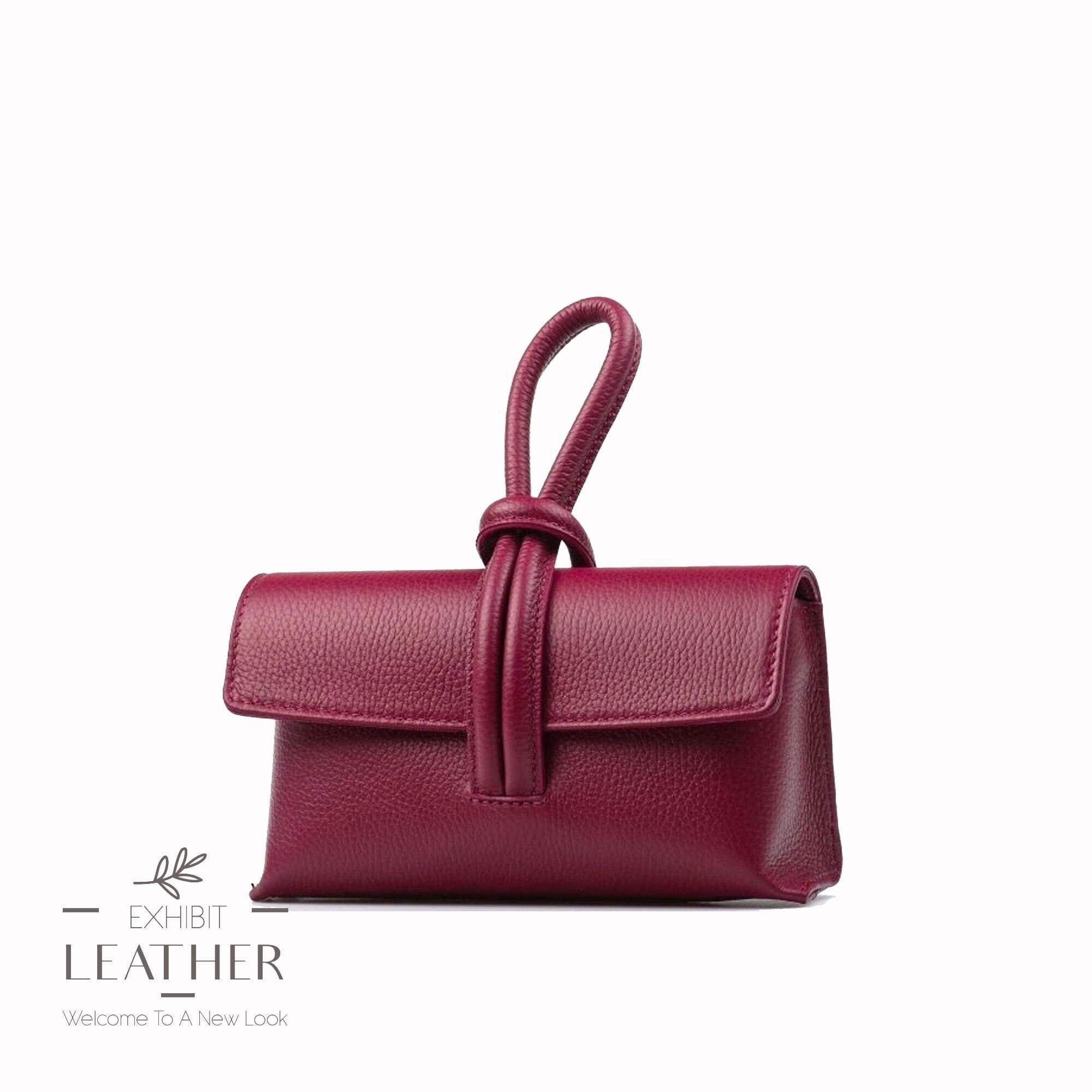 Genuine Leather Handbag, Shoulder Bag in Burgundy Color