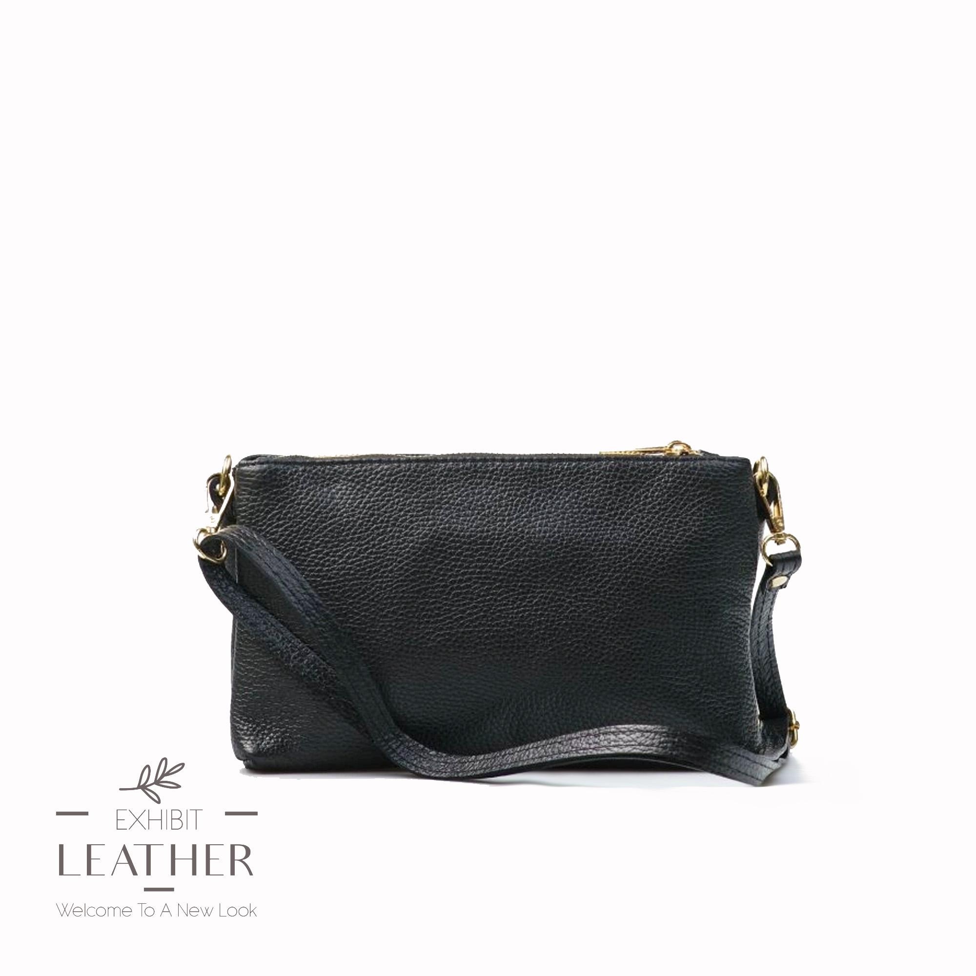 Black Leather Crossbody Bag: Top Zip Multi-pocket Handbag - Etsy