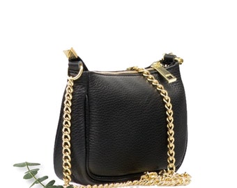 Top Zip Genuine Leather Small Bag, Leather Handbag, Classic