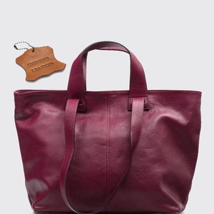 Top Zip wine red color genuine leather shoulder bag,  Leather handbag, Shopper bag, burgundy big laptop bag, Real Leather Elegant Shoulder