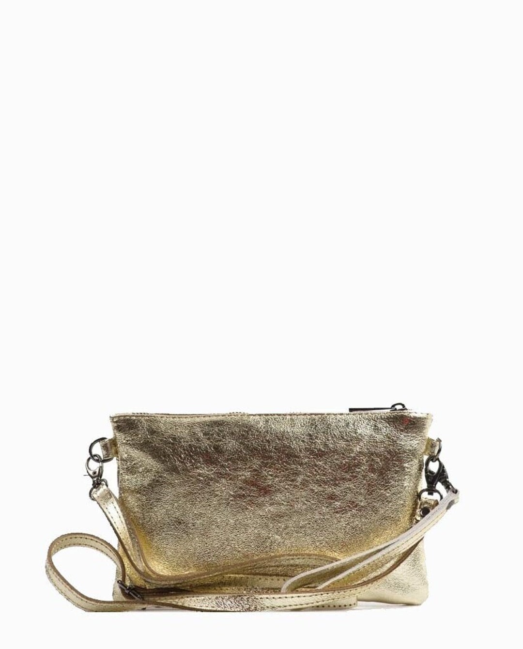 Top Zip Gold Real Leather Bag Cross Body Shoulder Bag Etsy