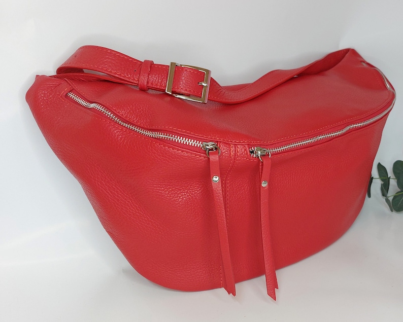Red Big Belly Bag Crossbody XL Belly Bag Maxi Nappa Leather Etsy