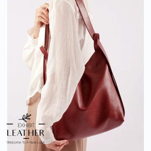 Convertible Dark Red Leather Backpack Bag: Top Zip Travel Tote