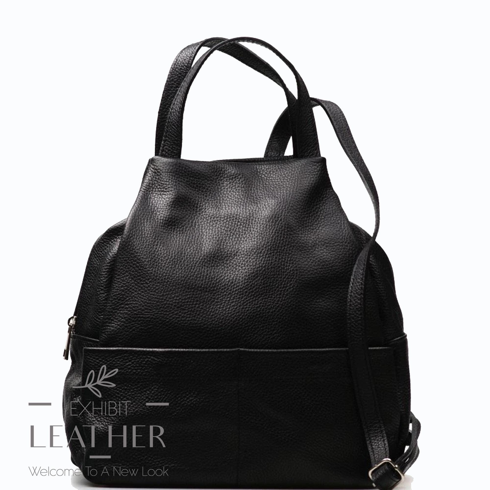 Italian Genuine Leather Backpack Convertible Shoulder Bag  display picture 1