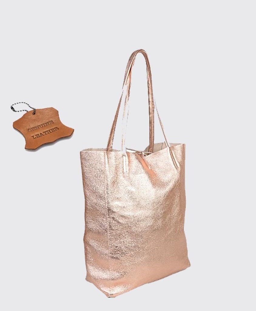 Maxi Tote Leather Bag in Rose Gold Leather Shopper in Pink Gold Soft Natural GENUINE Leather Shoulder Bag Large Laptop Bag Etsy