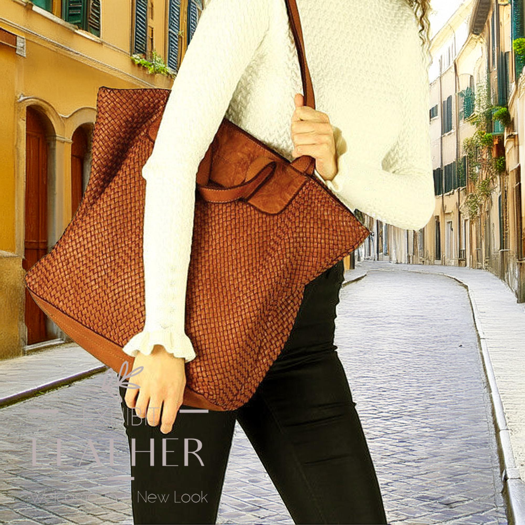 XXL 編み込みレザートートバッグ：ブラウン牛革サッチェル - Etsy 日本