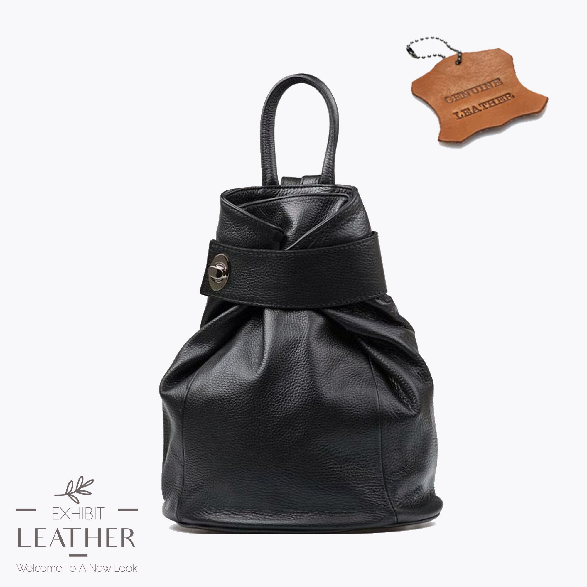 Black Leather Backpack: Top Zip City Bag - Etsy